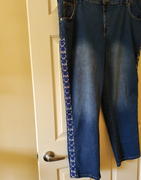 Woman Within Embroidered Straight Leg Jeans - Picture 2 of 12